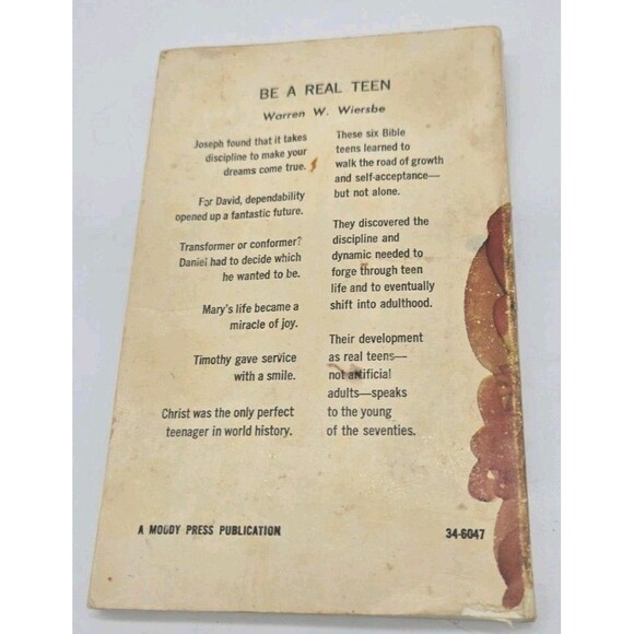 Vintage 1971 Be A Real Teen Warren Wiersbe Paperback Christian Book Devotional - Picture 3 of 7